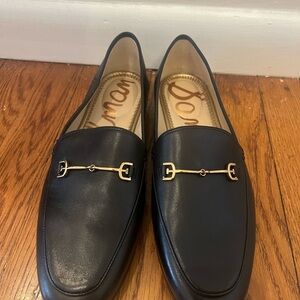 Sam Edelman Black Loafers with Gold Accents